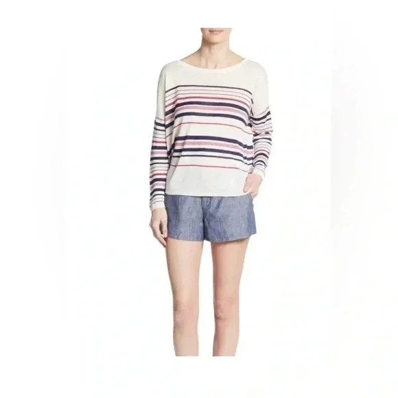 Joie 100% Linen Sweater Size XS- striped - Picture 2 of 7